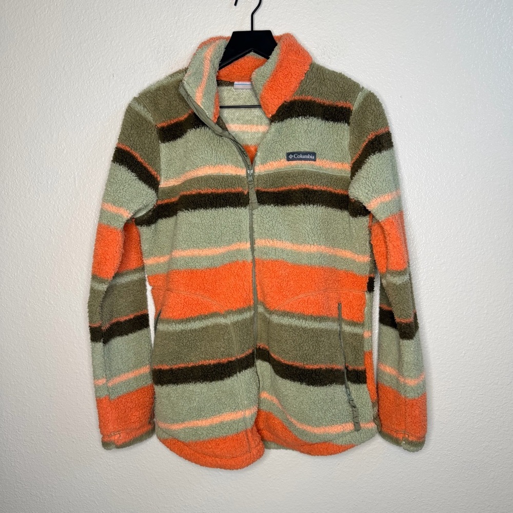 Columbia Full Zip Stripe Fuzzy Jacket Women’s Size Medium